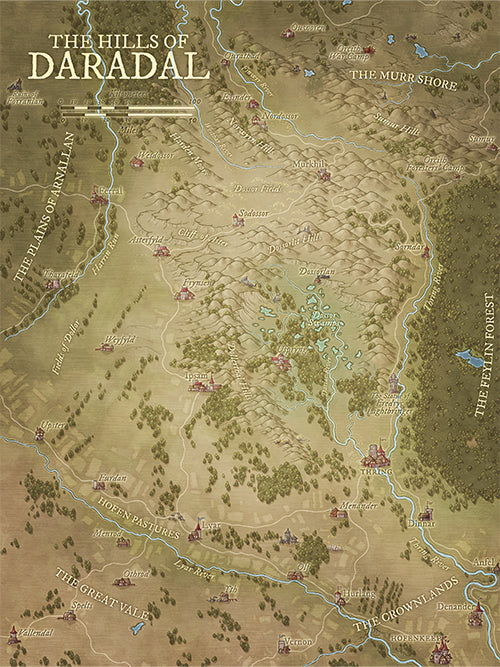 The Hills of Daradal - RPG Fantasy Map