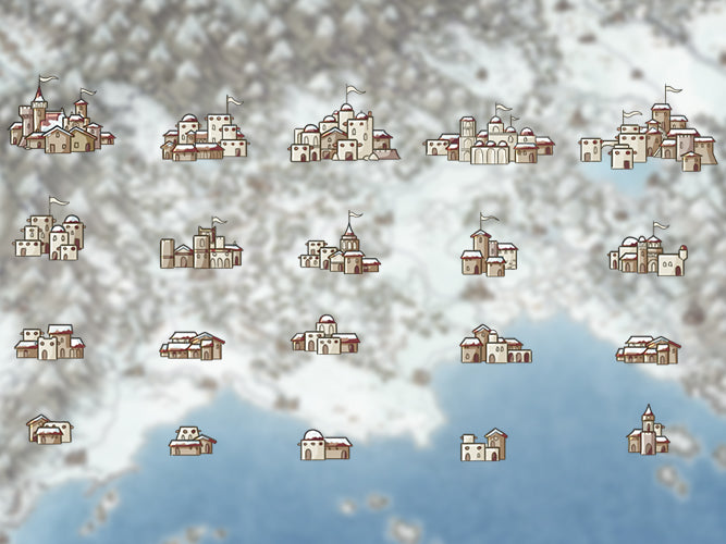 Fantasy Map Assets - City Icons Set