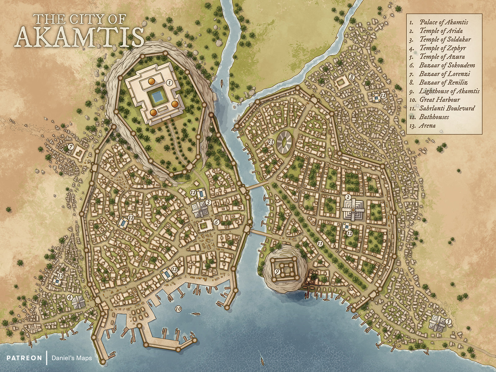 Akamtis - Oasis Fantasy City Map
