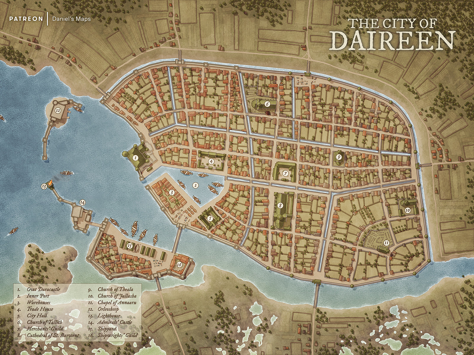 Daireen - Medieval City Fantasy Map