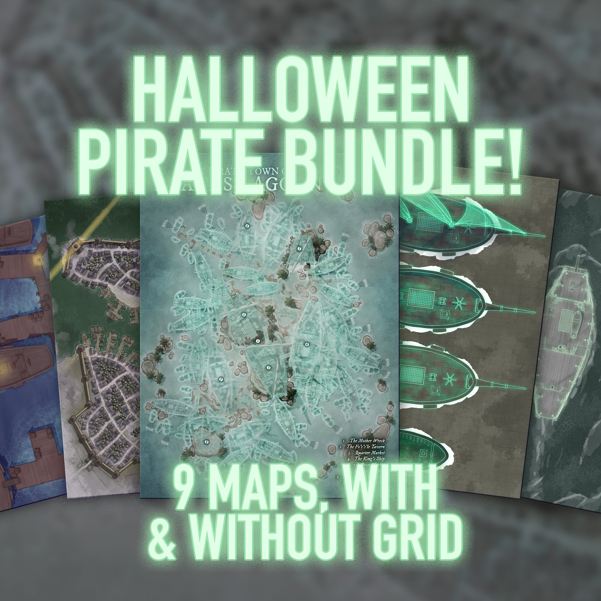 Halloween Ghost Pirate Bundle – Haunted Ships & Spooky Maps for One-Shots