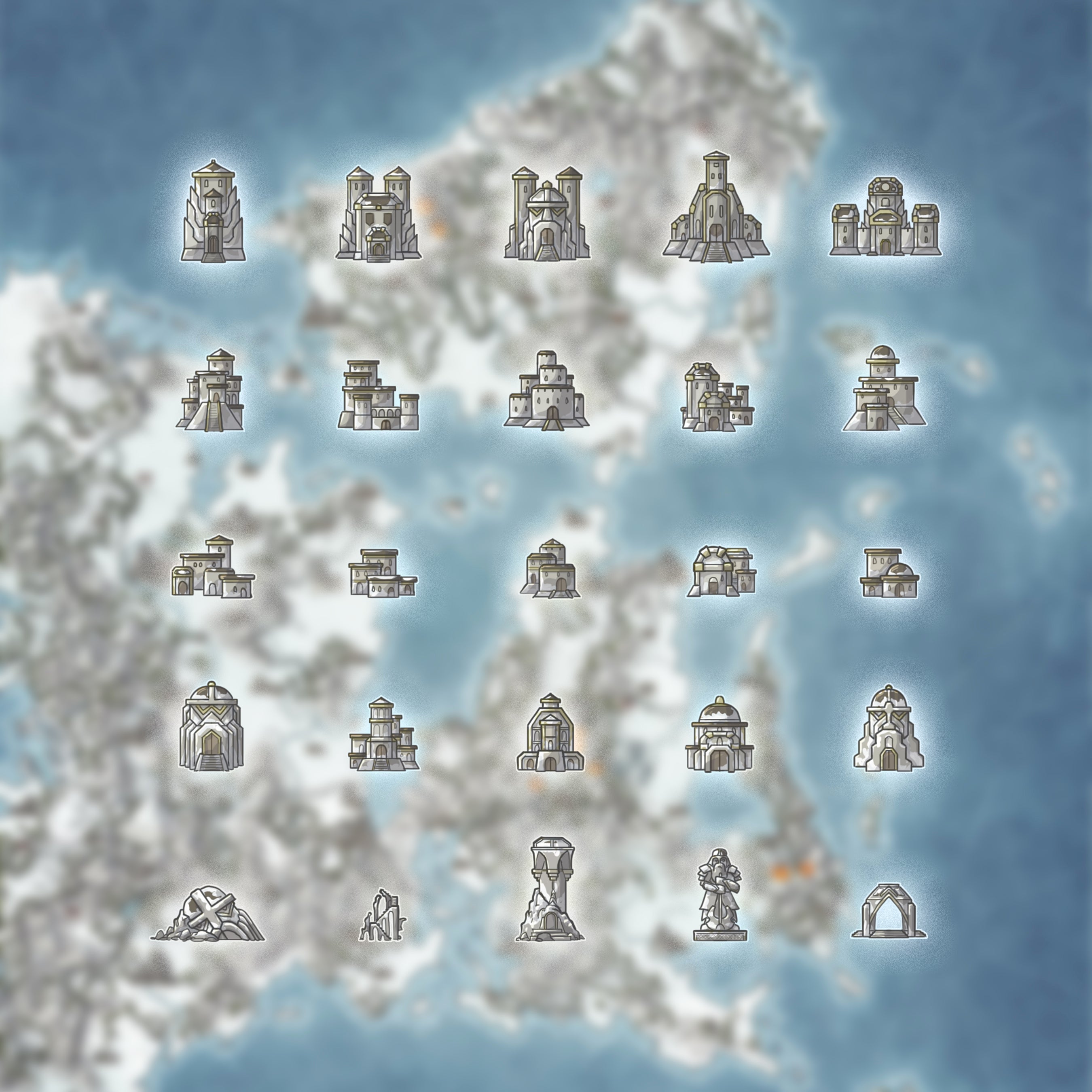 Fantasy Map Assets - Dwarven City Icons Set