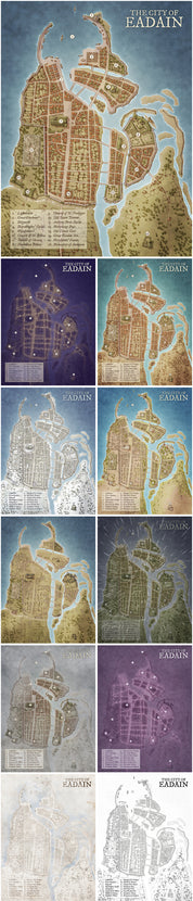Eadain - Ancient Island Fantasy City Map