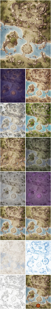 Battlemap - Ancient Ruins by the River