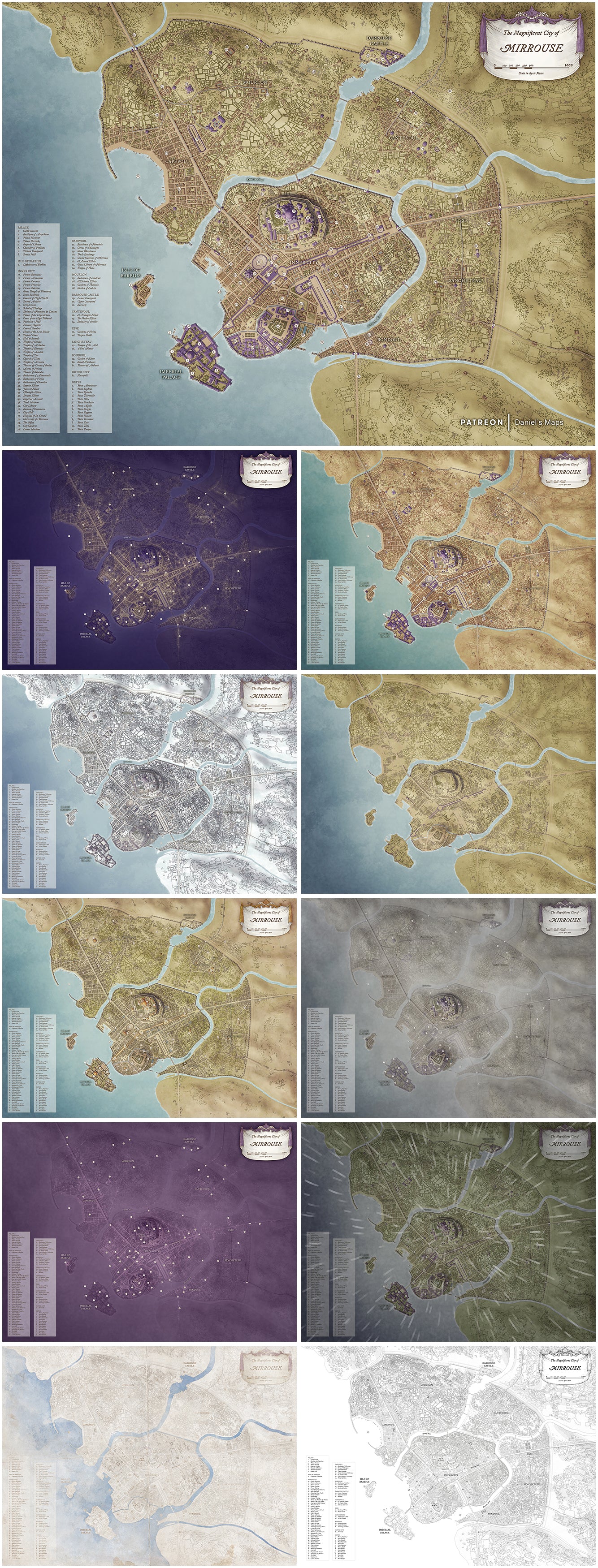 The Magnificent City of Mirrouse - Ancient Imperial Fantasy City Map