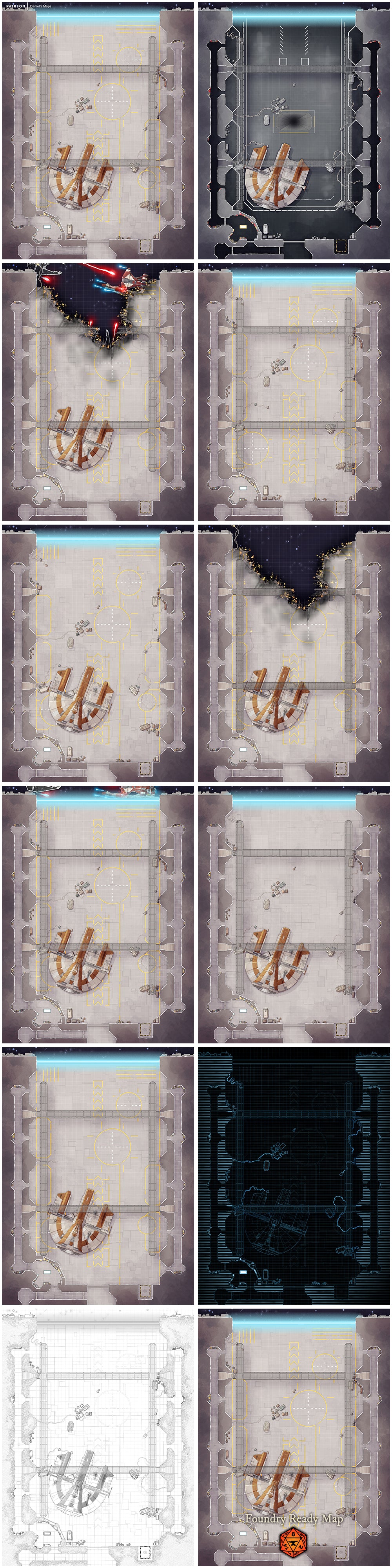 Galactic Cruiser Hangar Bay – Sci-Fi Battlemap
