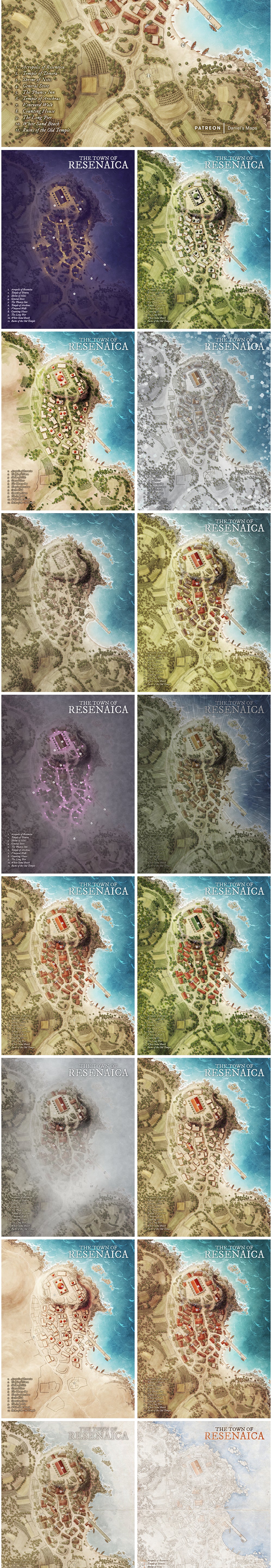 Resenaica - Ancient Greek Fantasy Town Map