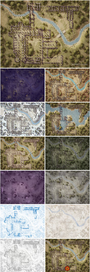 Battlemap - Ruined Abbey by the River