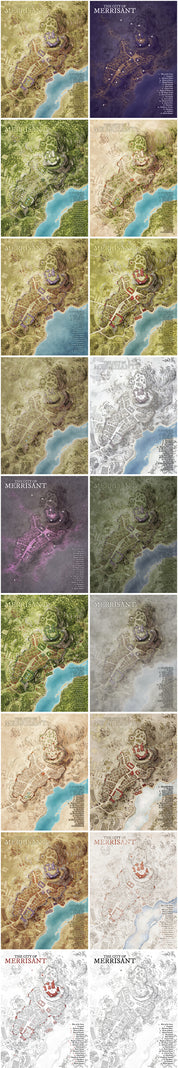 Merrisant - Picturesque Castle City Fantasy Map