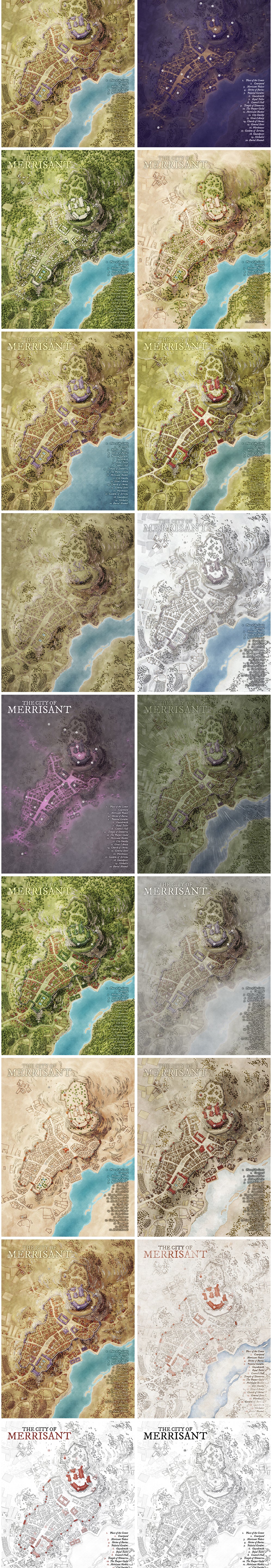Merrisant - Picturesque Castle City Fantasy Map