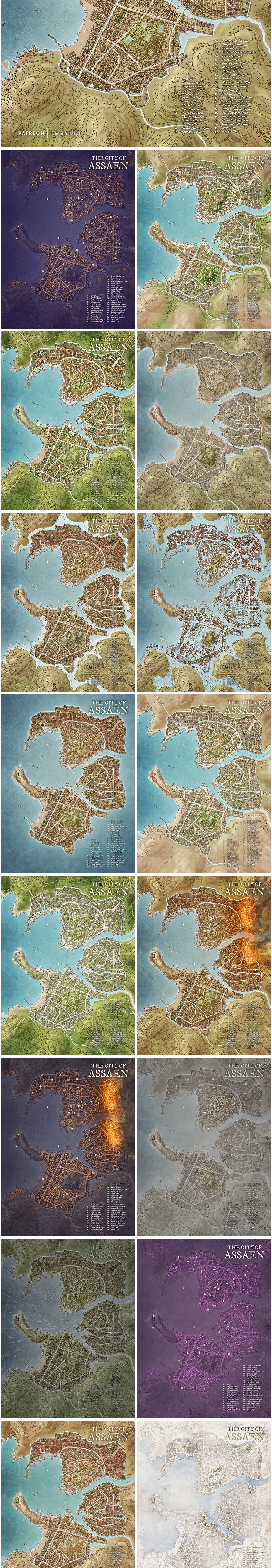 Assaen - Merchant City Fantasy Map