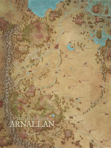 Autumn-themed variant of the Arnallan regional map with red and golden foliage – perfect for seasonal storytelling or harvest-themed campaigns.