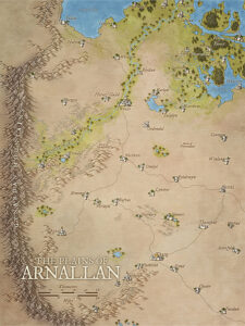 Simplified fantasy map of Arnallan with reduced topographic detail – ideal for DM notes, overlays, or homebrew customization.