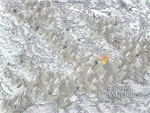 Mountainous realm of Central Domari with craggy ridges, lost fortresses, and forested valleys. Featuring Mall Domar and ruined peaks—excellent for dwarven kingdoms, legendary ruins, and high-altitude exploration.