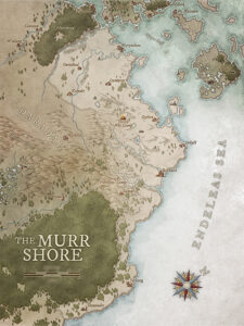 Fantasy coastal region along the Endless Sea, with ports, inland towns, and forested mountains. Excellent for naval campaigns, coastal politics, and sea raider threats.