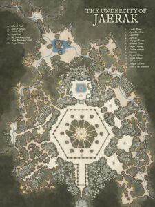 Vast subterranean complex beneath Jaerak, with glowing halls, bridges, and cryptic stone passages. Features like Heart’s Hall and Ogre’s Hollow evoke forgotten civilizations and danger-filled underground quests.